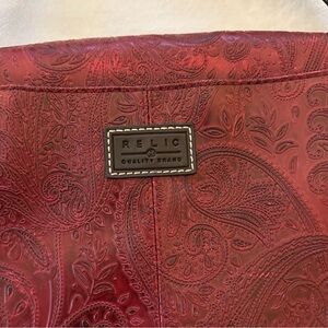 Relic Red Shoulder Bag with Elegant Embossed Design